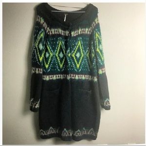 Free People Long Snap Mohair Cardigan